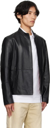 Hugo Black Slim-Fit Leather Jacket