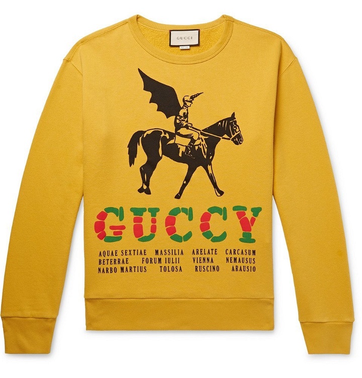 Photo: Gucci - Printed Loopback Cotton-Jersey Sweatshirt - Mustard