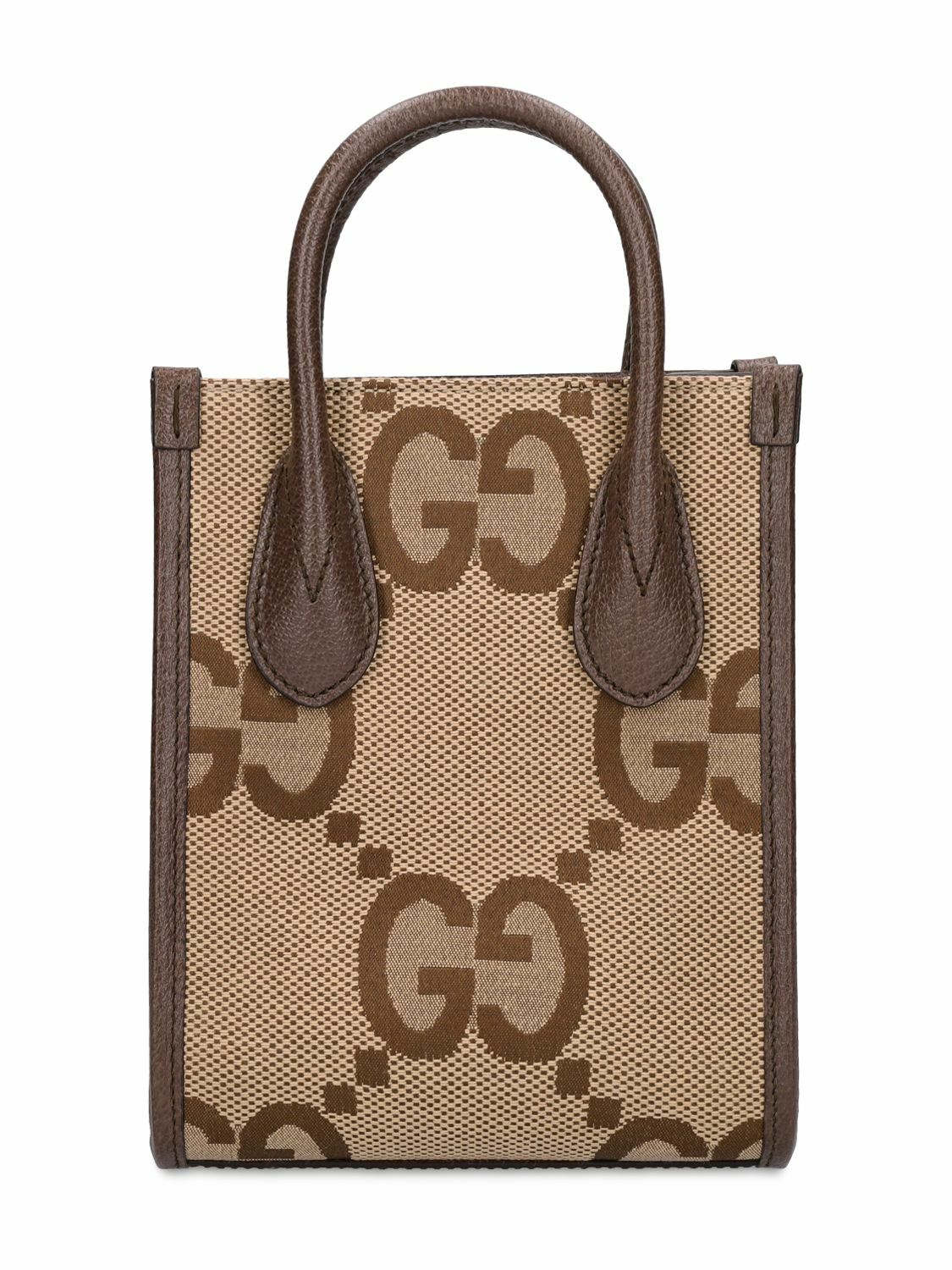 【GUCCI 】Jumbo GG Logo Mini Tote Bag BEIGE MINT Gucci Jumbo GG Mini Tote Bag Beige/Mint in Canvas - US