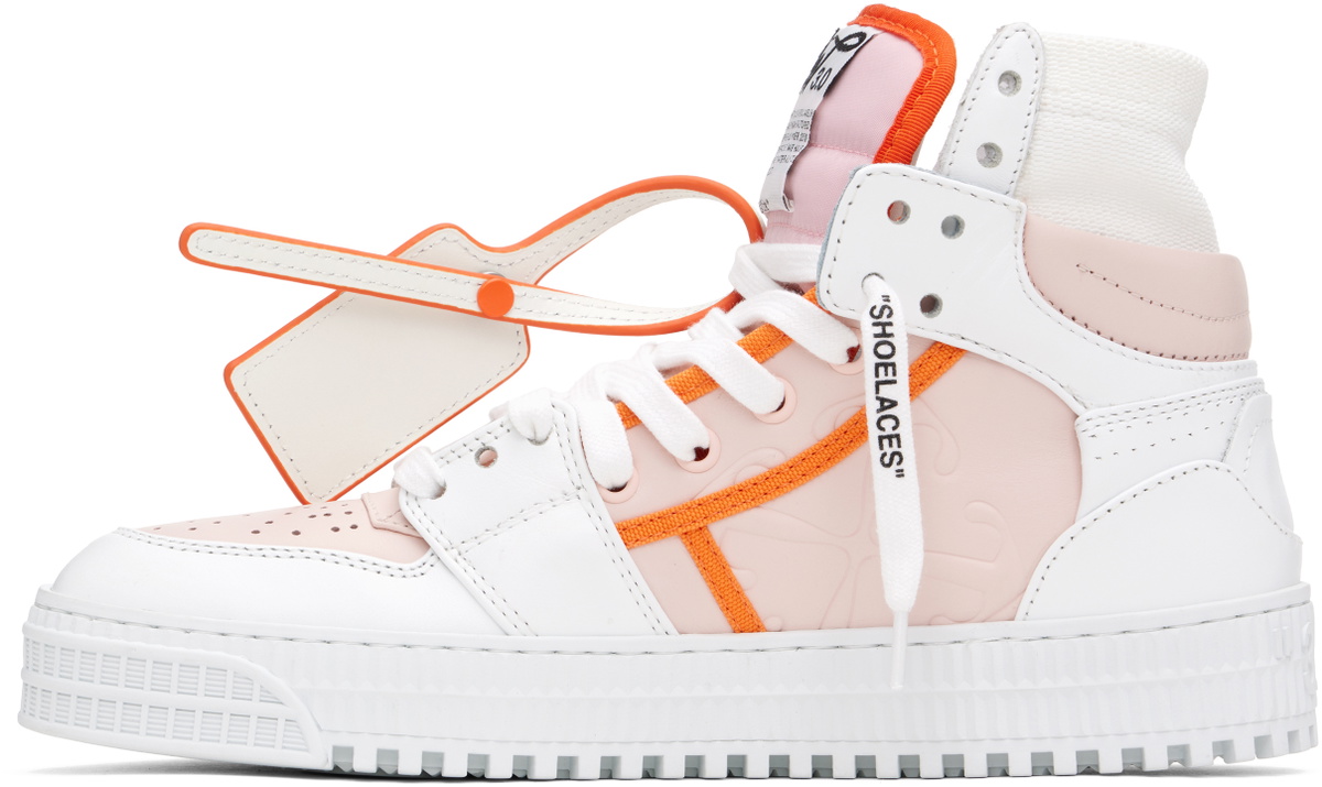Off-White White & Orange 3.0 Off Court Calf Leather Sneakers  display picture 2