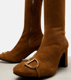 Gucci Alfa Horsebit 75 suede knee-high boots