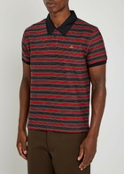 Vivienne Westwood Striped Logo Cotton Polo Shirt Red