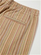 YMC - Jay Straight-Leg Striped Cotton-Jacquard Drawstring Shorts - Neutrals