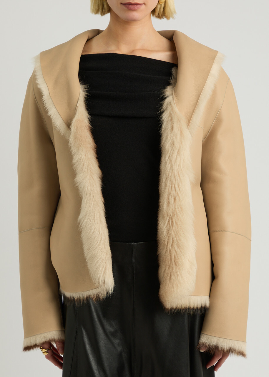 Arma Dina Reversible Shearling and Leather Jacket Light Brown