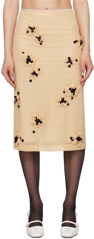 Photo: SHUSHU/TONG Beige Floral Midi Skirt