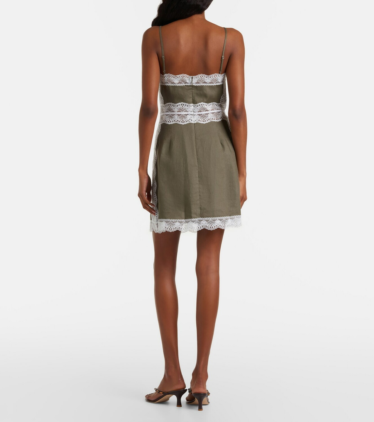 Staud Amalina lace-trimmed linen minidress
