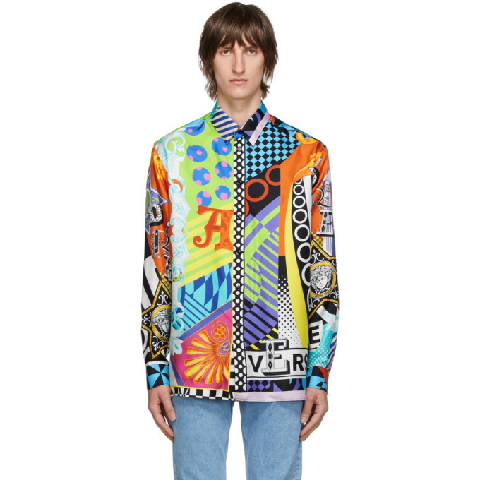 Photo: Versace Multicolor Silk Collage Shirt