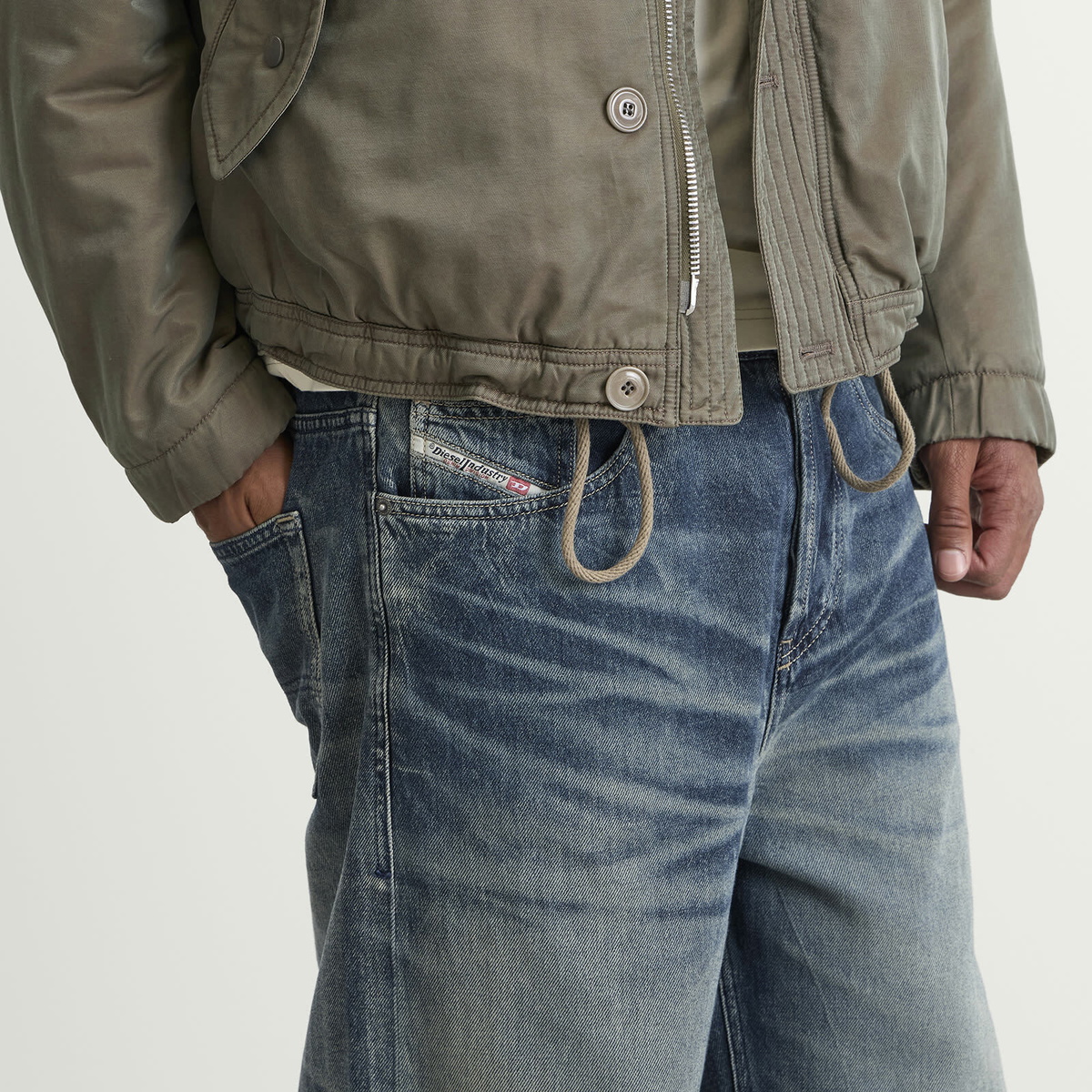 Diesel Men's D-Rise Wide Leg Jeans in Blue