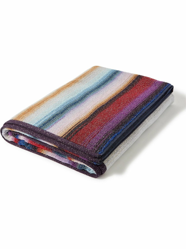 Photo: Missoni Home - Metallic Striped Cotton-Terry Jacquard Towel