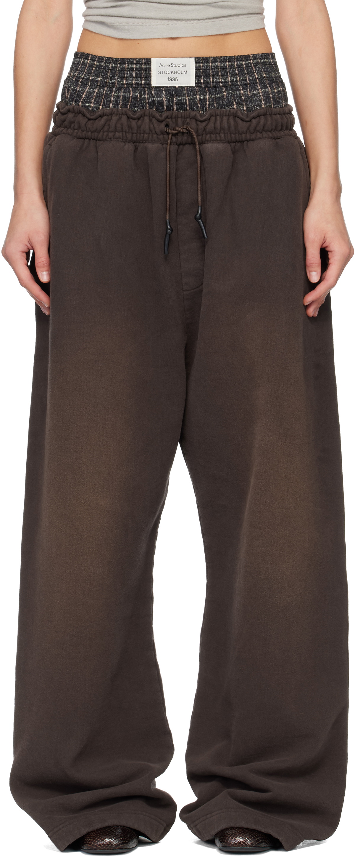 Acne Studios Brown Layered Logo Sweatpants