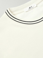 Mr P. - Striped Pointelle-Trimmed Cotton-Jersey T-Shirt - Neutrals