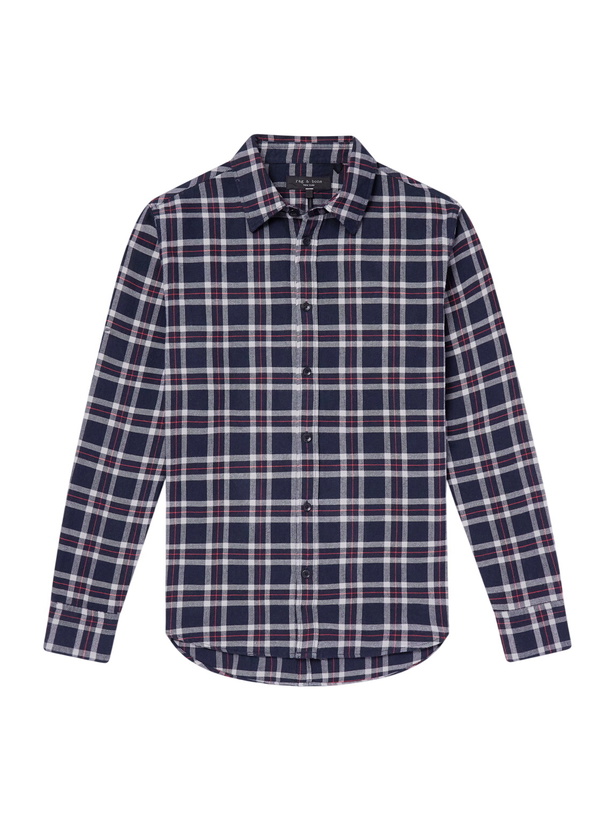 Photo: Rag & Bone - Tomlin Checked Cotton-Flannel Shirt - Blue