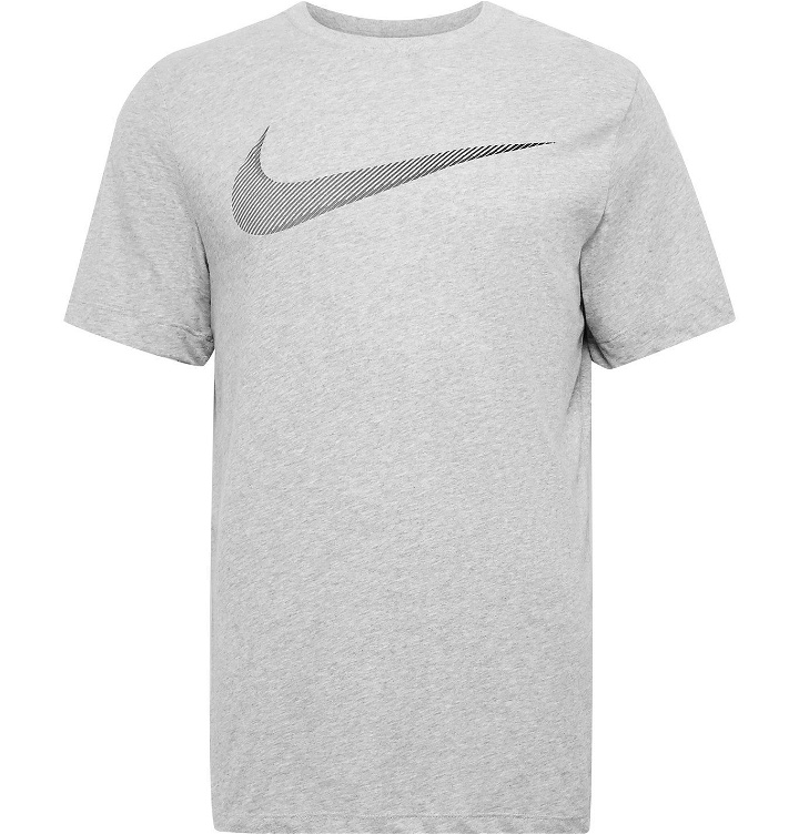 Photo: Nike Training - Logo-Print Mélange Dri-FIT T-Shirt - Gray