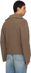 Courrèges Brown Ribbed Wool Trucker Sweater