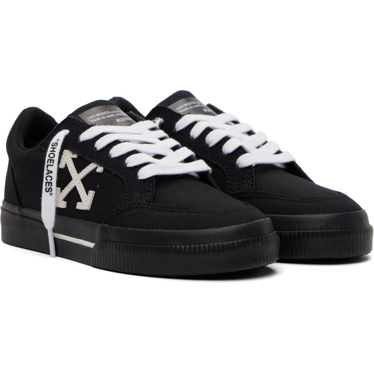 Off-White Black Vulcanized Low Canvas Sneakers