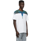Marcelo Burlon County of Milan White and Blue Neon Wings T-Shirt