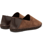 TOM FORD - Barnes Collapsible-Heel Suede and Leather Espadrilles - Dark brown