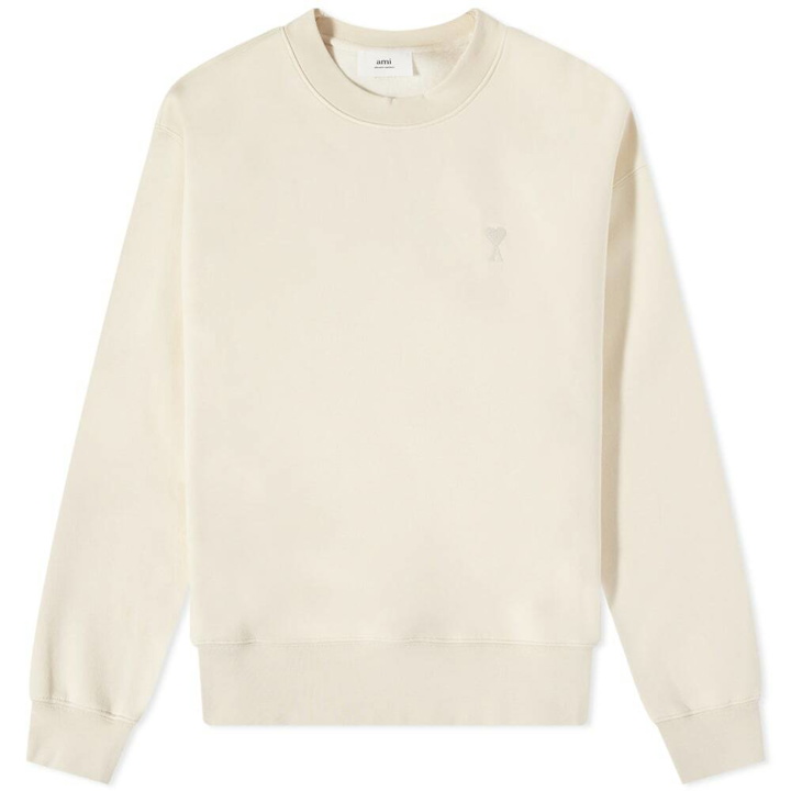 Photo: AMI Men's Tonal Heart Crew Sweat in Off White