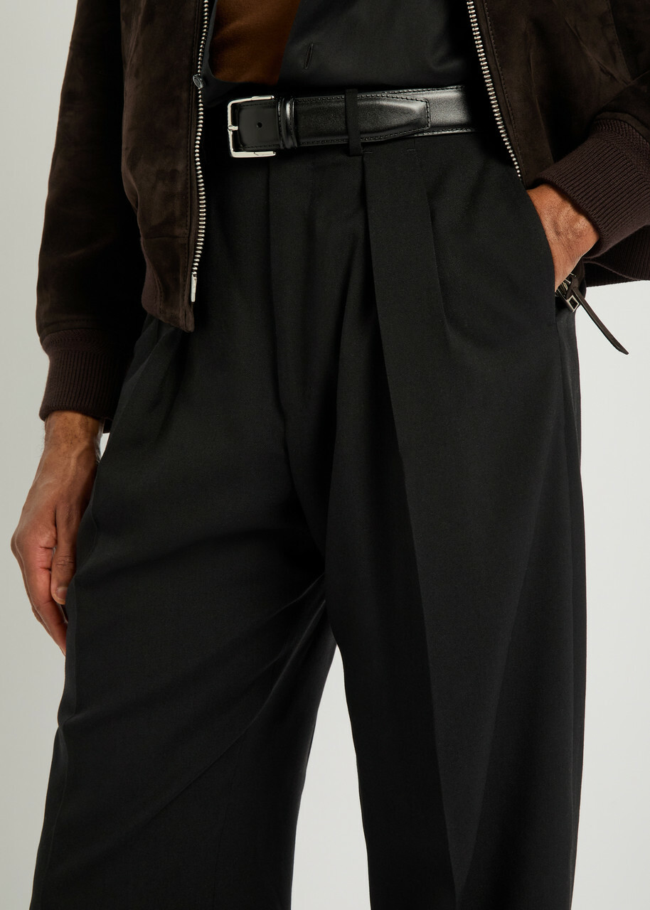 Tom Ford Double Pleat Wool-blend Trousers Black