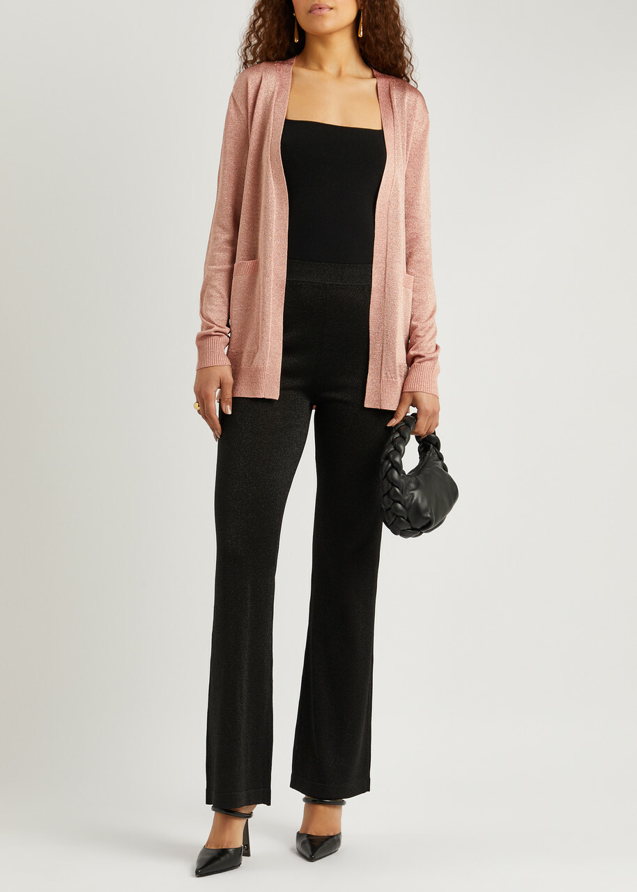 Missoni Belted Metallic-knit Cardigan Light Pink