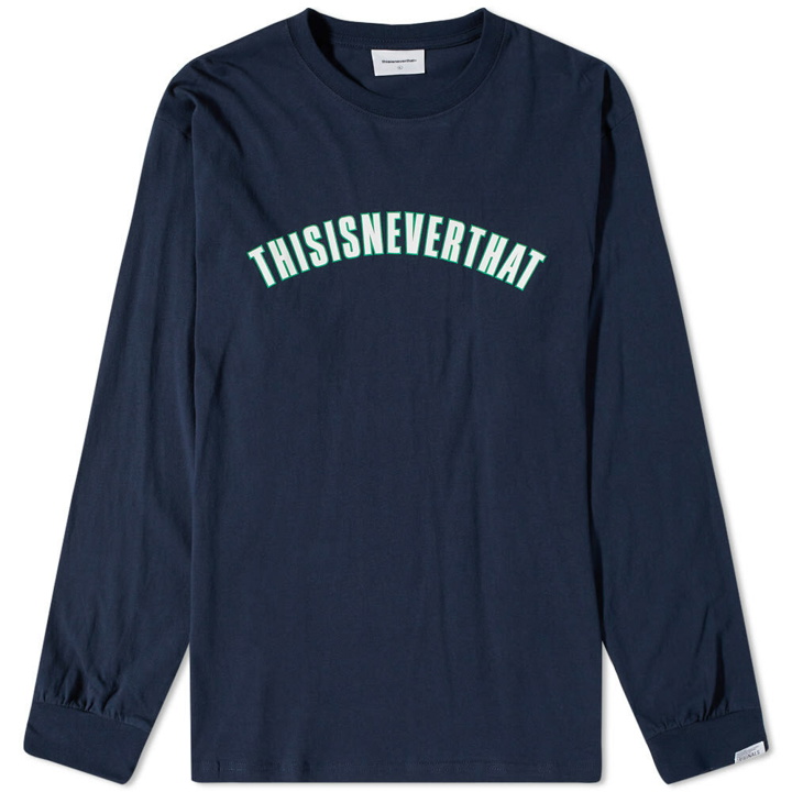 Photo: thisisneverthat Men's Long Sleeve New Arc T-Shirt in Navy