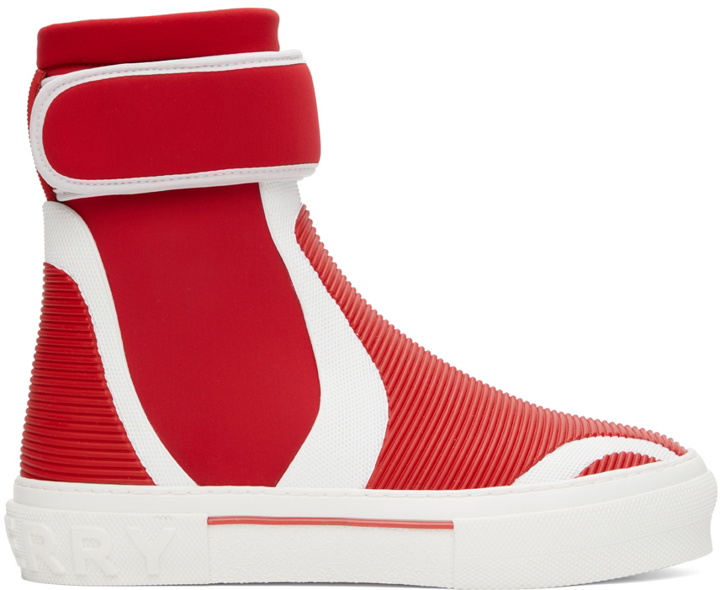 Photo: Burberry Red Sub High-Top Sneakers