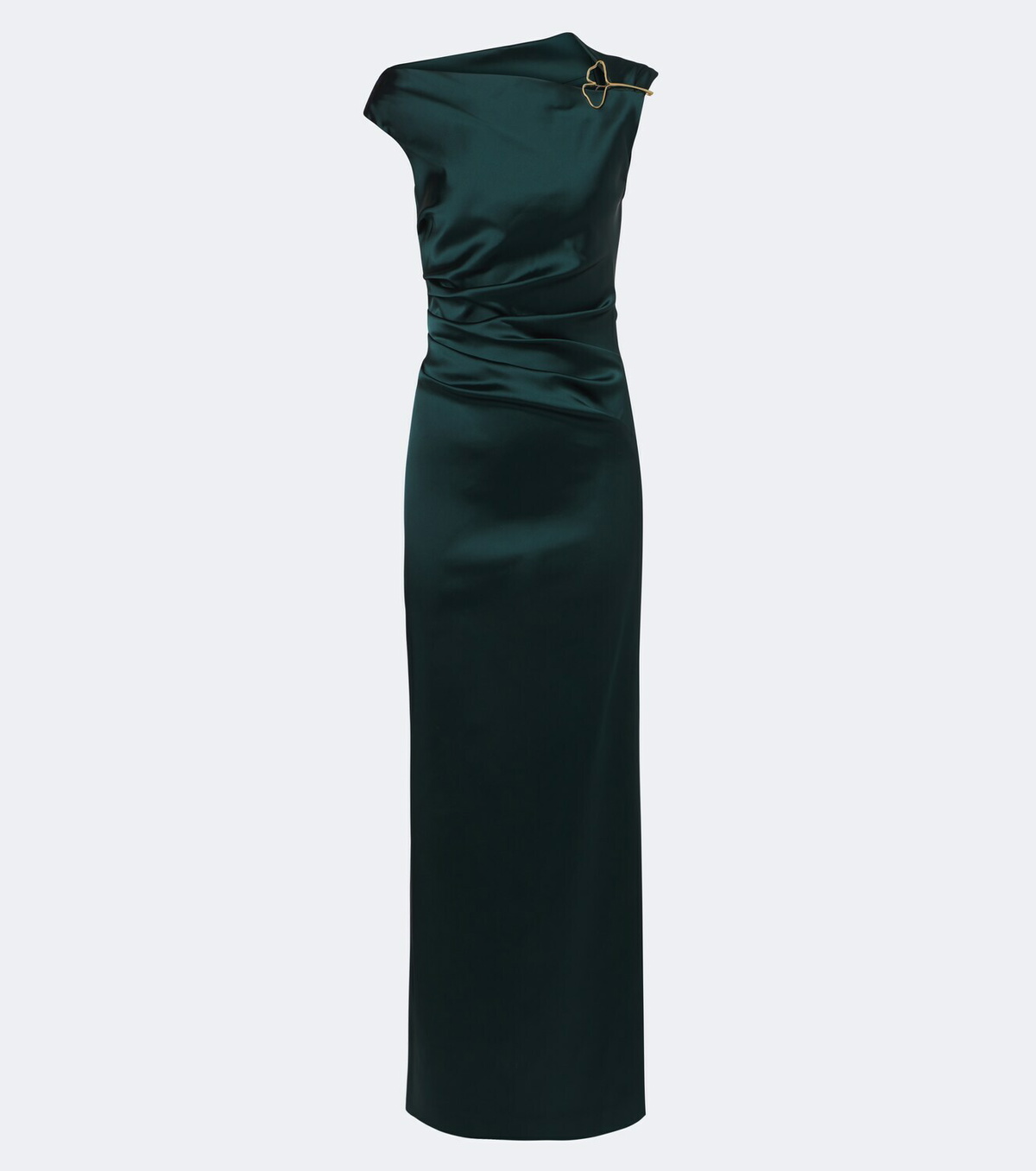 Max Mara Ruched embellished satin cocktail dress