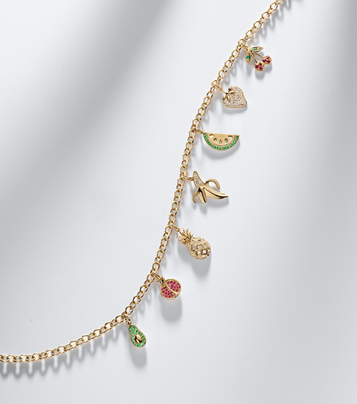 Sydney Evan 14kt gold charm necklace with gemstones