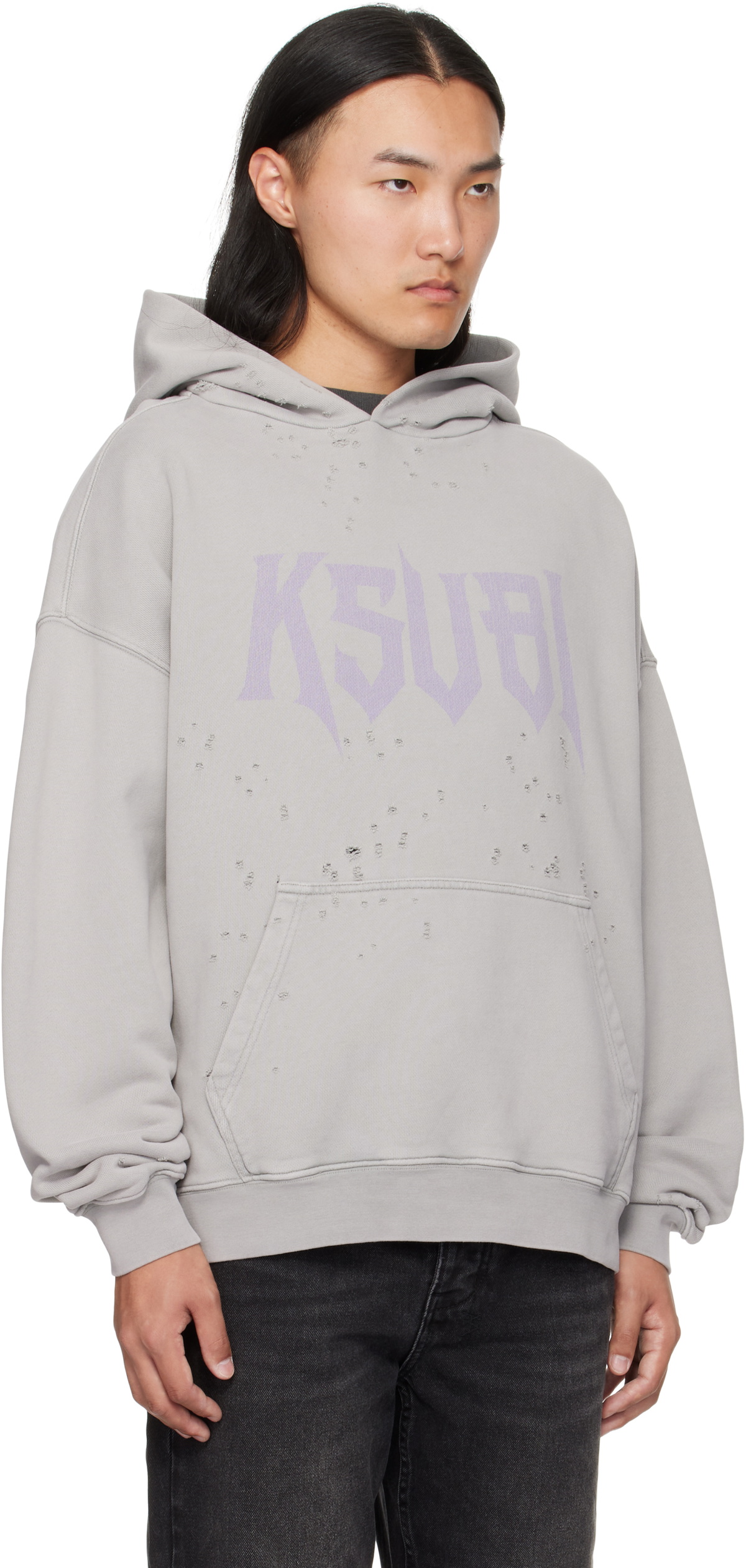 Ksubi Gray Blasted Hoodie