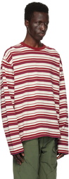 Uniform Bridge Red & Off-White Striped Long Sleeve T-Shirt