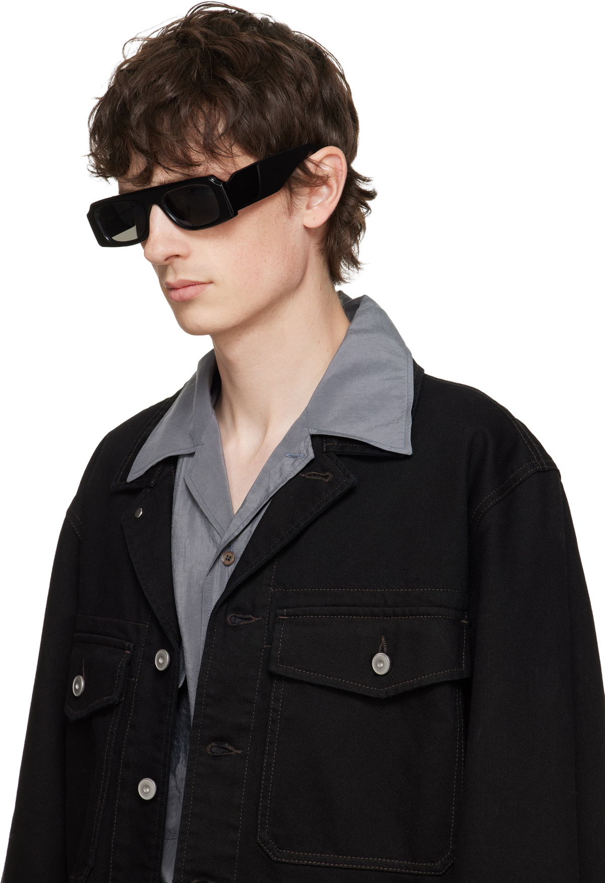 Jil Sander Black Oliver Peoples 'Edition 4' Sculptural Sunglasses