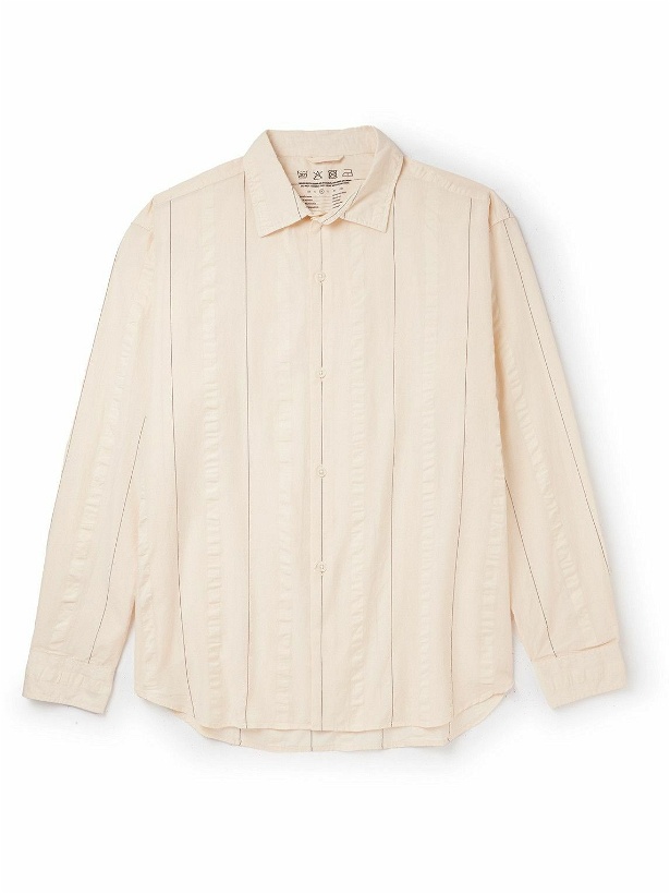Photo: mfpen - Generous Striped Seersucker-Trimmed Organic Cotton-Poplin Shirt - Neutrals