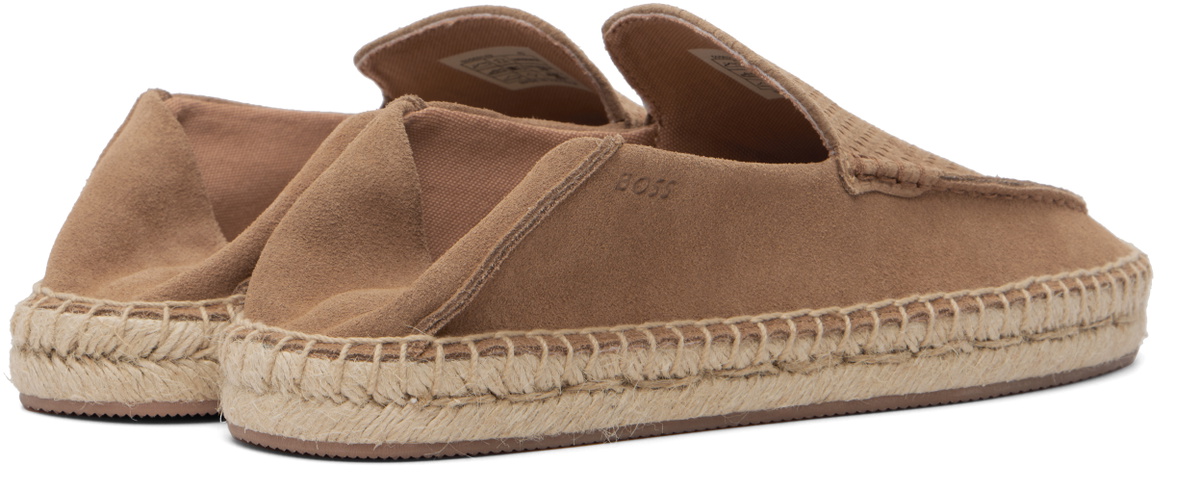 BOSS Beige Jute Midsole Suede Espadrilles