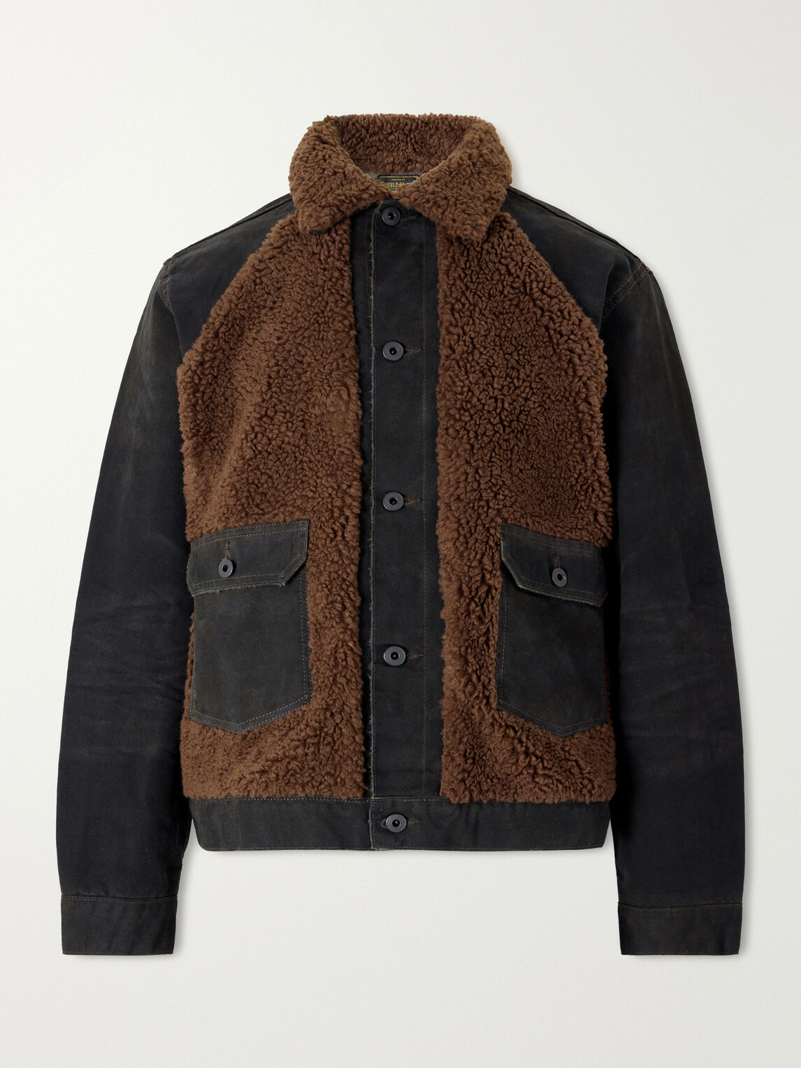 RRL - Fleece-Trimmed Cotton-Canvas Bomber Jacket - Brown