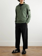 Stone Island - Logo-Appliquéd Garment-Dyed Cotton-Jersey Half-Zip Sweatshirt - Green