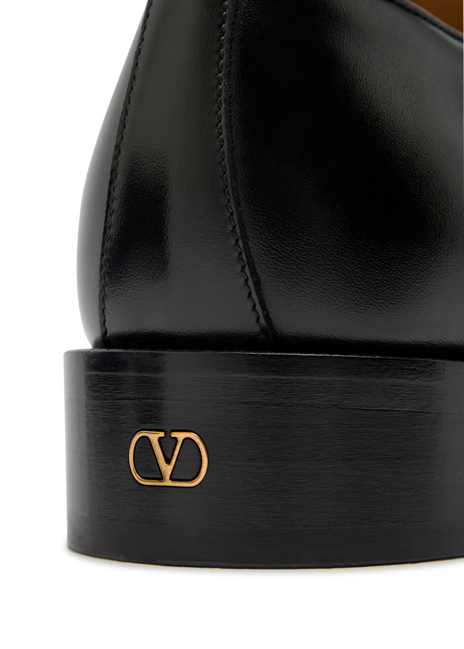 Valentino Garavani Des Dieux Derby Leather Loafers Black