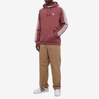 Adidas Men's 3 Stripe Hoody in Quiet Crimson