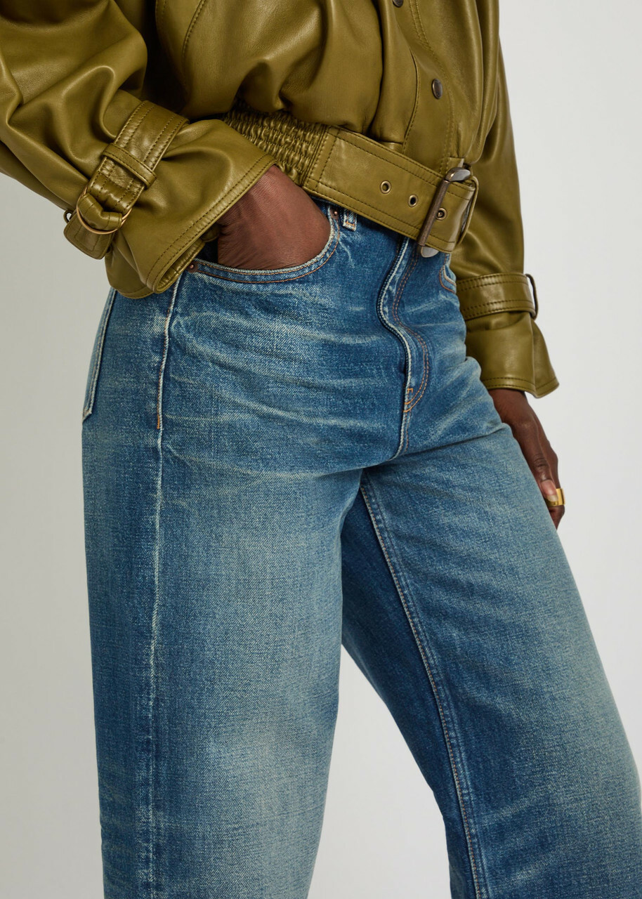 Chloe Distressed Straight-leg Jeans Denim