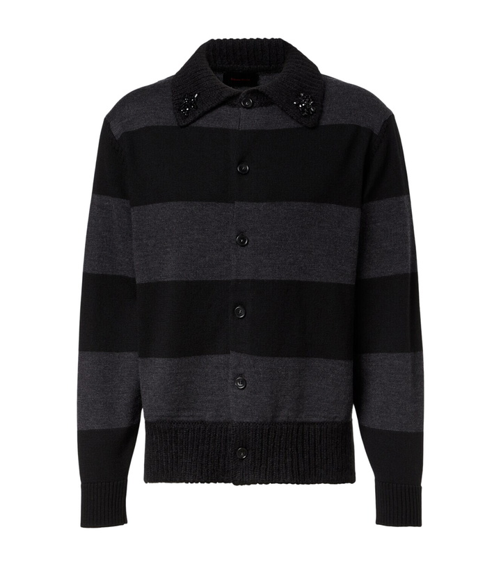Photo: Simone Rocha Embellished striped wool cardigan