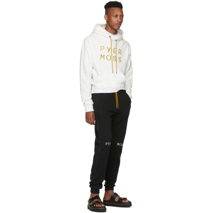 Pyer Moss Black Embroidered Logo Slouchy Jogger Pants