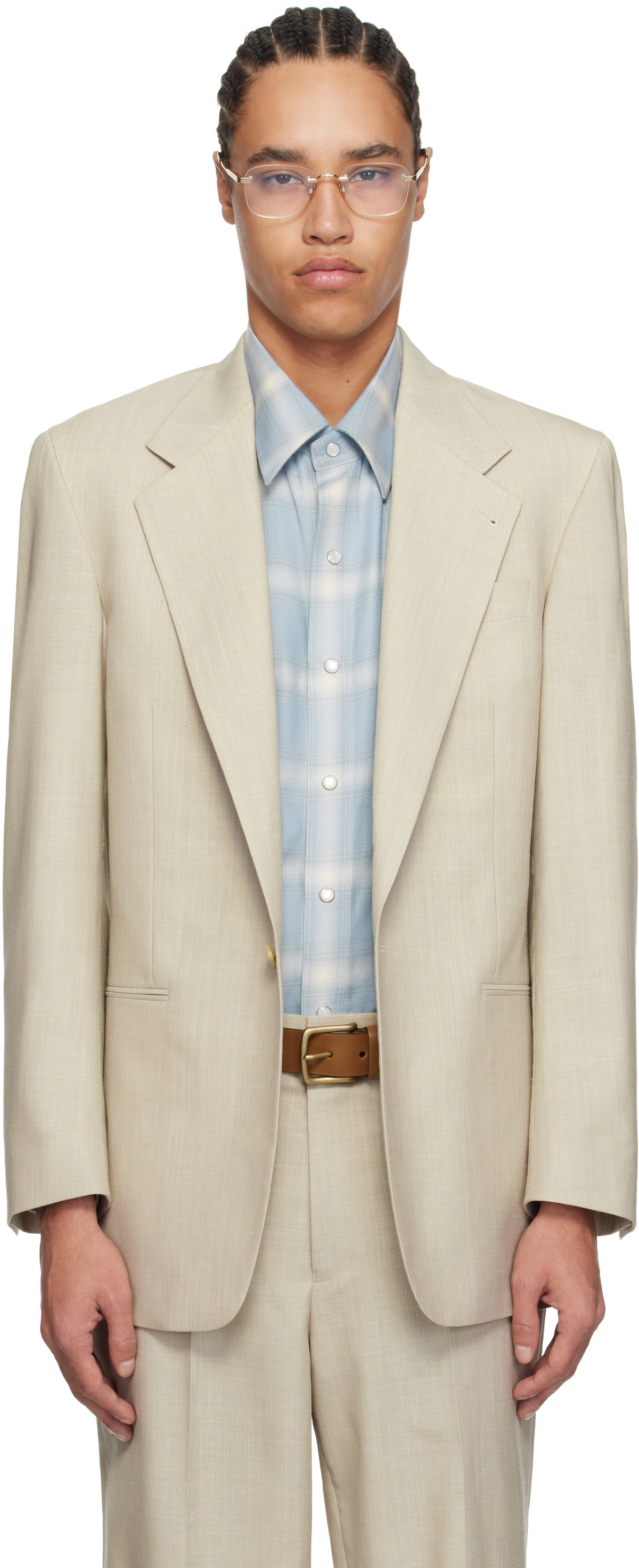Carter Young Beige Single Breasted Blazer