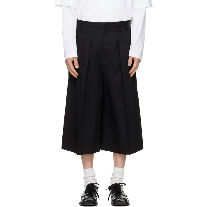 Photo: Simone Rocha Black Peeling Waist Wide Leg Shorts