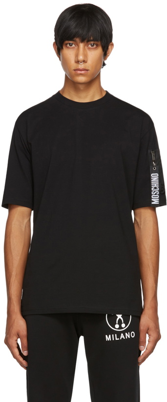 Photo: Moschino Black Sleeve Pocket Logo T-Shirt