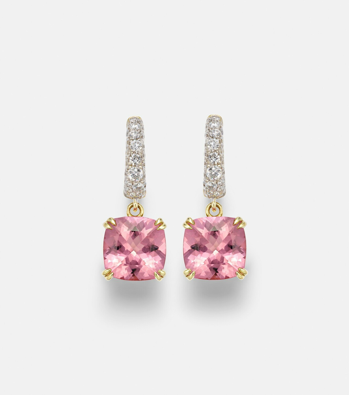 Octavia Elizabeth Cobblestone Micro 18kt gold hoop earrings with morganites and diamonds