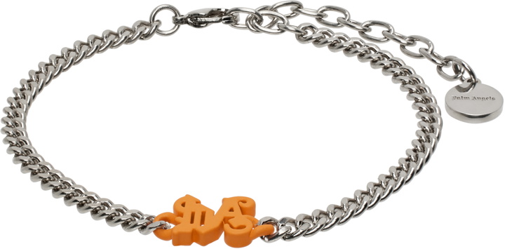 Photo: Palm Angels Silver & Orange Monogram Chain Bracelet