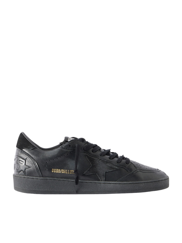 Photo: Golden Goose - Ball Star Distressed Suede-Trimmed Leather Sneakers - Black