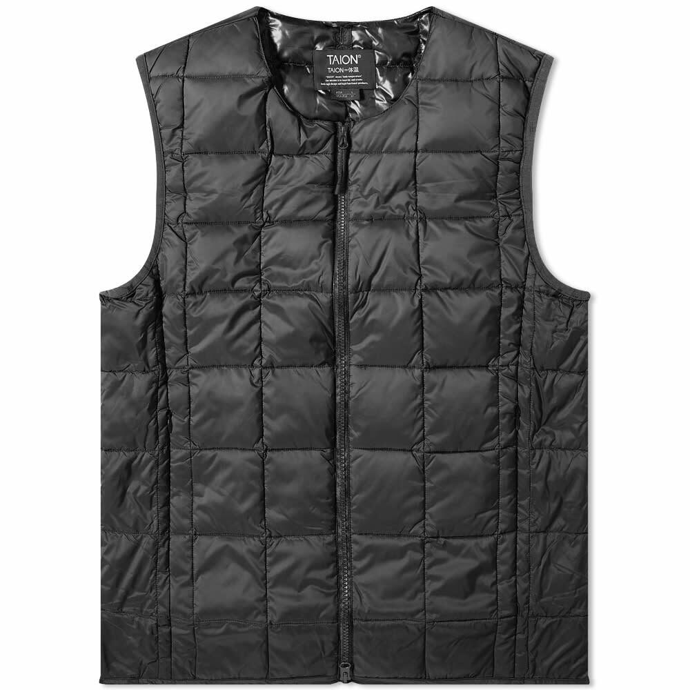 Taion Men's Zip Crew Neck Down Vest in Black Taion Extra