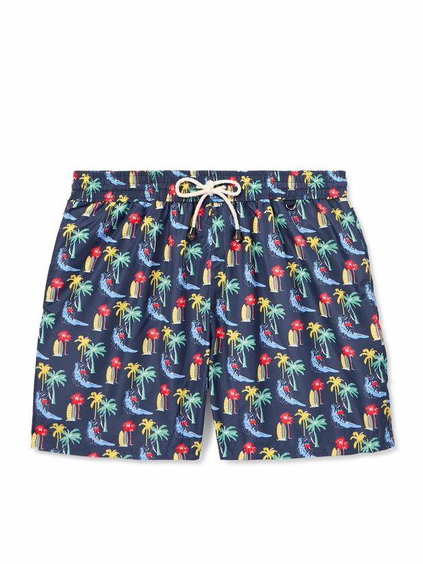 Photo: Rubinacci - Straight-Leg Mid-Length Printed Swim Shorts - Blue