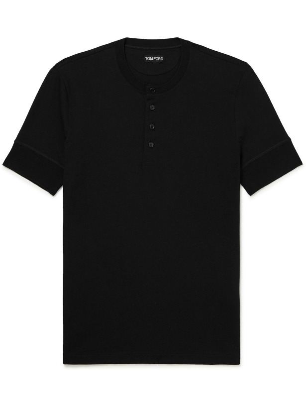 Photo: TOM FORD - Slim-Fit Cotton-Jersey Henley T-Shirt - Black