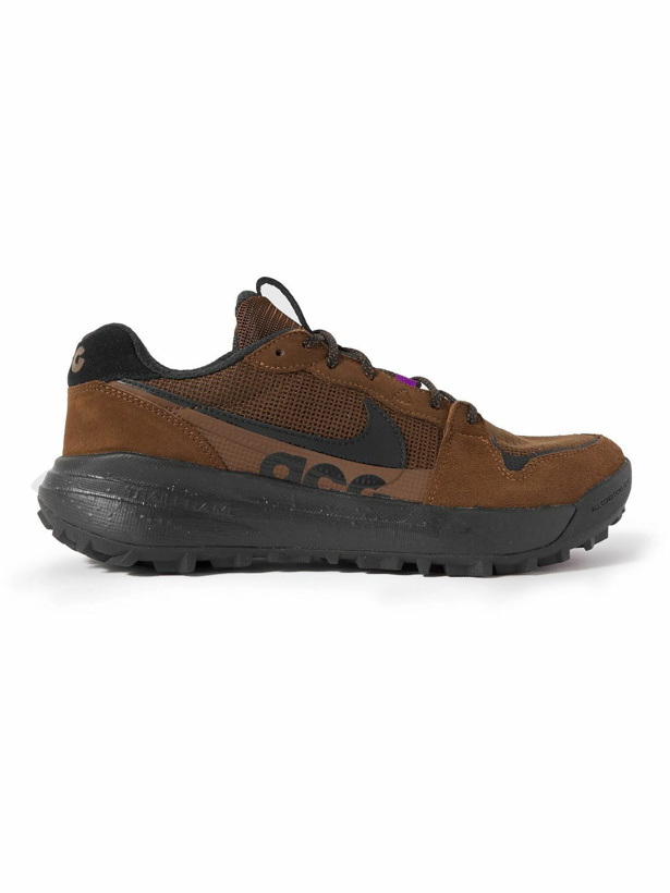 Photo: Nike - ACG Lowcate Leather-Trimmed Mesh and Suede Sneakers - Brown